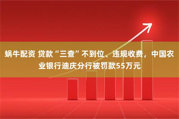 蜗牛配资 贷款“三查”不到位、违规收费，中国农业银行迪庆分行被罚款55万元